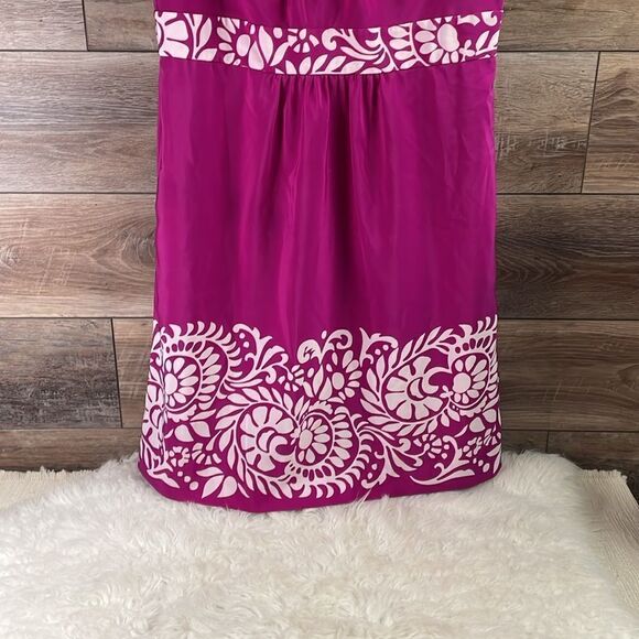 Banana Republic Ladies Fushia and White Scoop Neck Above Knee Dress Size 12 - Picture 4 of 11